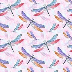 Dragonflies seamless pattern