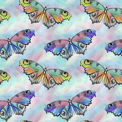 Fototapeta na wymiar Butterflies seamless pattern