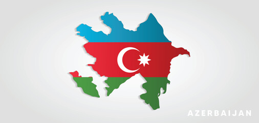 Azerbaijan silhouette map with flag vector illustration