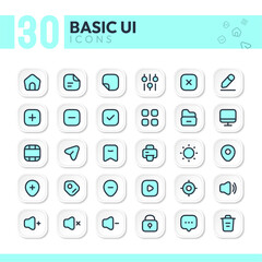 Basic UI icons set- lineal-filled-vector illustration. home-setting-location-media-folder.