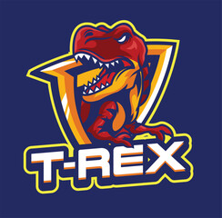 Vector illustration of trex mascot logo template for sport team and gaming team