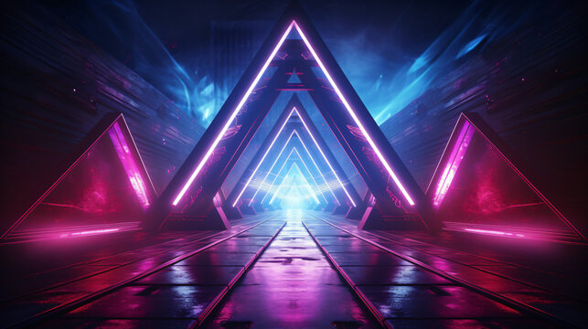 Vibrant Triangle Neon Background © Aliha