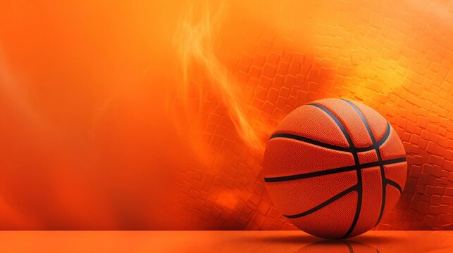 A basketball-inspired wallpaper with a basketball and hoop against a vibrant orange textured background. AI generated
