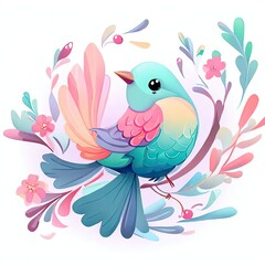 Obraz premium birds on a branch creative AI design.