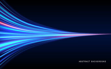 Abstract background of luminous lines. Neon lines. Laser rays. Abstract blue light lines on dark background. Futuristic technology style. Vector illustration road