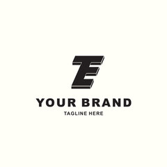 The initial logo is a combination of the letters T and E in black