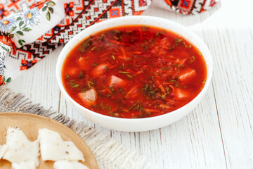 Borsch is a traditional Ukrainian dish