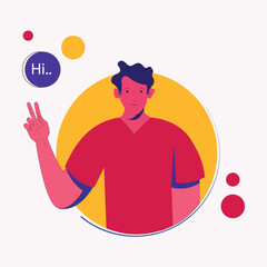 Organic flat feedback concept, Cartoon character. friendly man. character