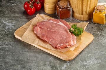 Raw pork schnitzel for cooking