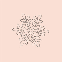 Christmas snowflake 2024. One line drawing.