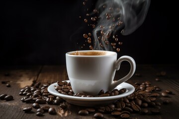 The advantages of caffeine in a hot cup of coffee. Generative AI - obrazy, fototapety, plakaty