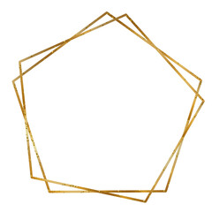Overlay of metallic gold glitter pentagonal frame