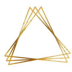 Triple layer overlay of metallic gold glitter triangle frame.