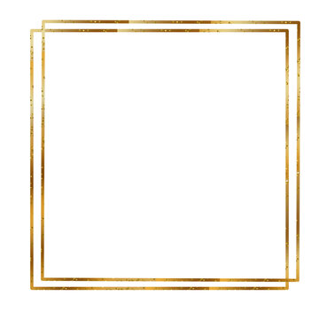 Metallic gold glitter square frame overlay