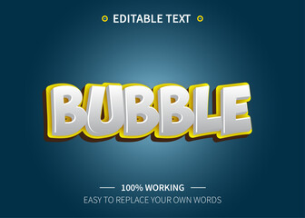 Editable text effect bubble 3d cartoon template stlye modren premium vector