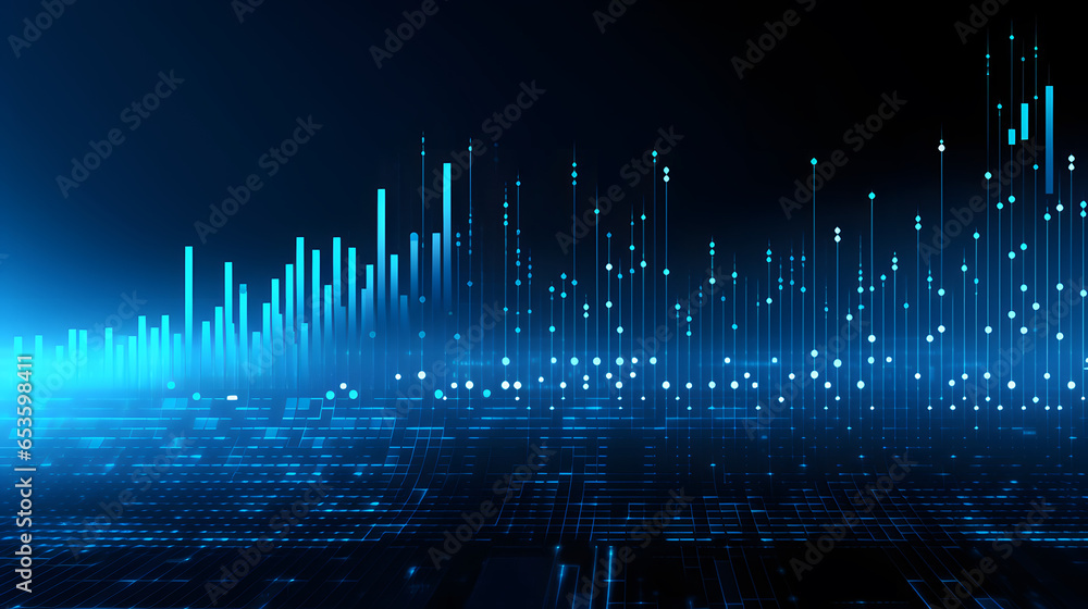 Poster abstract background with glowing lines with clouds. Cloud computing technology and big data concept or data analytic information. Artificial intelligence