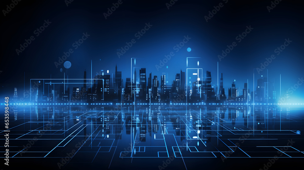 Poster abstract background with glowing lines with clouds. Cloud computing technology and big data concept or data analytic information. future of cityscape 
