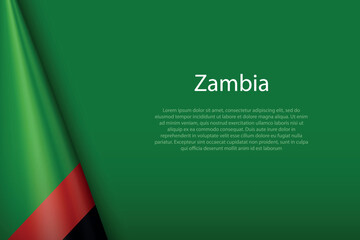 national flag Zambia isolated on background with copyspace