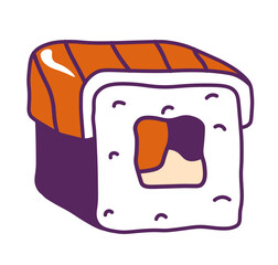 Sushi classic roll with salmon, nori and rice