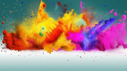 Obraz na płótnie Canvas Illustration of colourful explosion for Happy Holi, Indian festival of colours new style theme