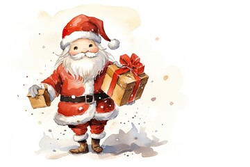 Santa watercolour illustration created with. AI technology