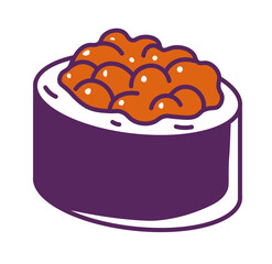 Sushi ikura or tobiko roll with caviar and rice