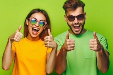 Crazy bright smiling couple. Funny partner. Generate Ai