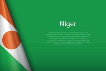 national flag Niger isolated on background with copyspace - obrazy, fototapety, plakaty