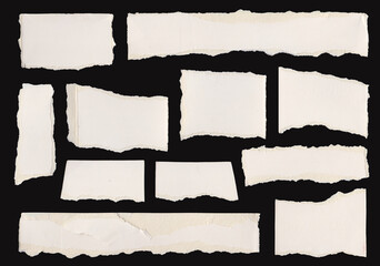 set paper scraps, cardboard isolated on black background, Stylish Ripped Torn Paper It’ll make...
