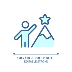 2D pixel perfect editable blue perseverance icon, isolated vector, thin line illustration representing soft skills.