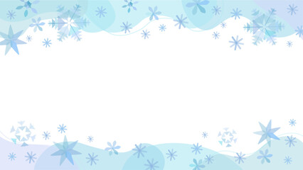 Fototapeta na wymiar クリスマスに使える水色の雪の結晶のベクターフレーム画像