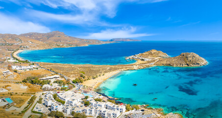 Landscape with coast of Mykonos island, Greece Cyclades