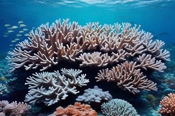 Naklejka na ściany i meble Describe the beauty of a coral reef teeming with marine life. 