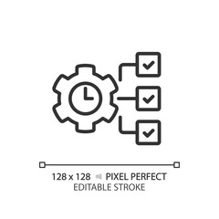2D pixel perfect editable black time management icon, isolated vector, thin line illustration representing soft skills.
