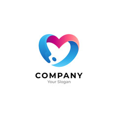 Wave heart logo design