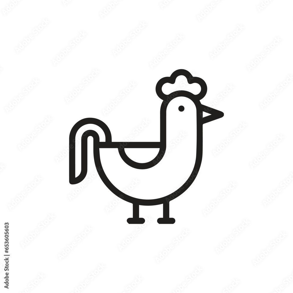 Poster rooster icon vector. linear style sign for mobile concept and web design. rooster symbol illustratio