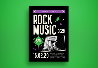 Black Simple Rock Music Flyer Layout