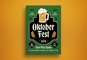 Green Flat Design Oktoberfest Flyer Layout