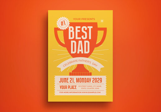 Yellow Flat Design Father's Day Flyer Layout