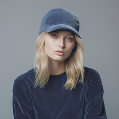 Girl in a sweatshirt and baseball cap