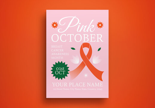 Pink Flat Design Pink October Flyer Layout