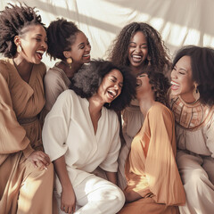 Obraz premium Group of happy women with different appearances
