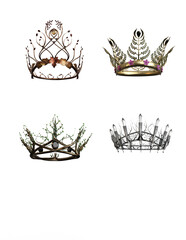 3d render, fantasy crowns, gold, silver, bronze © david