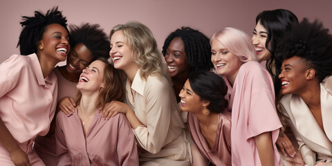 Group of happy women with different appearances