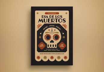 Black Flat Design Dia De Los Muertos Flyer Layout