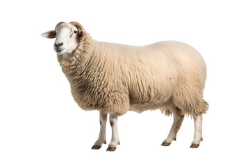 a beautiful sheep full body on a white background studio shot isolated PNG