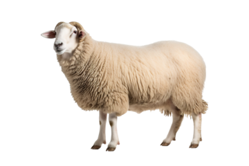 a beautiful sheep full body on a white background studio shot isolated PNG