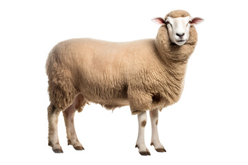 a beautiful sheep full body on a white background studio shot isolated PNG