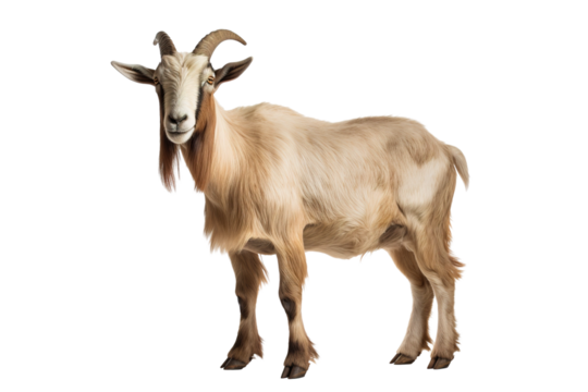 a beautiful goat jumping full body on a white background studio shot isolated PNG