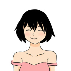 young girl woman smile happy illustration